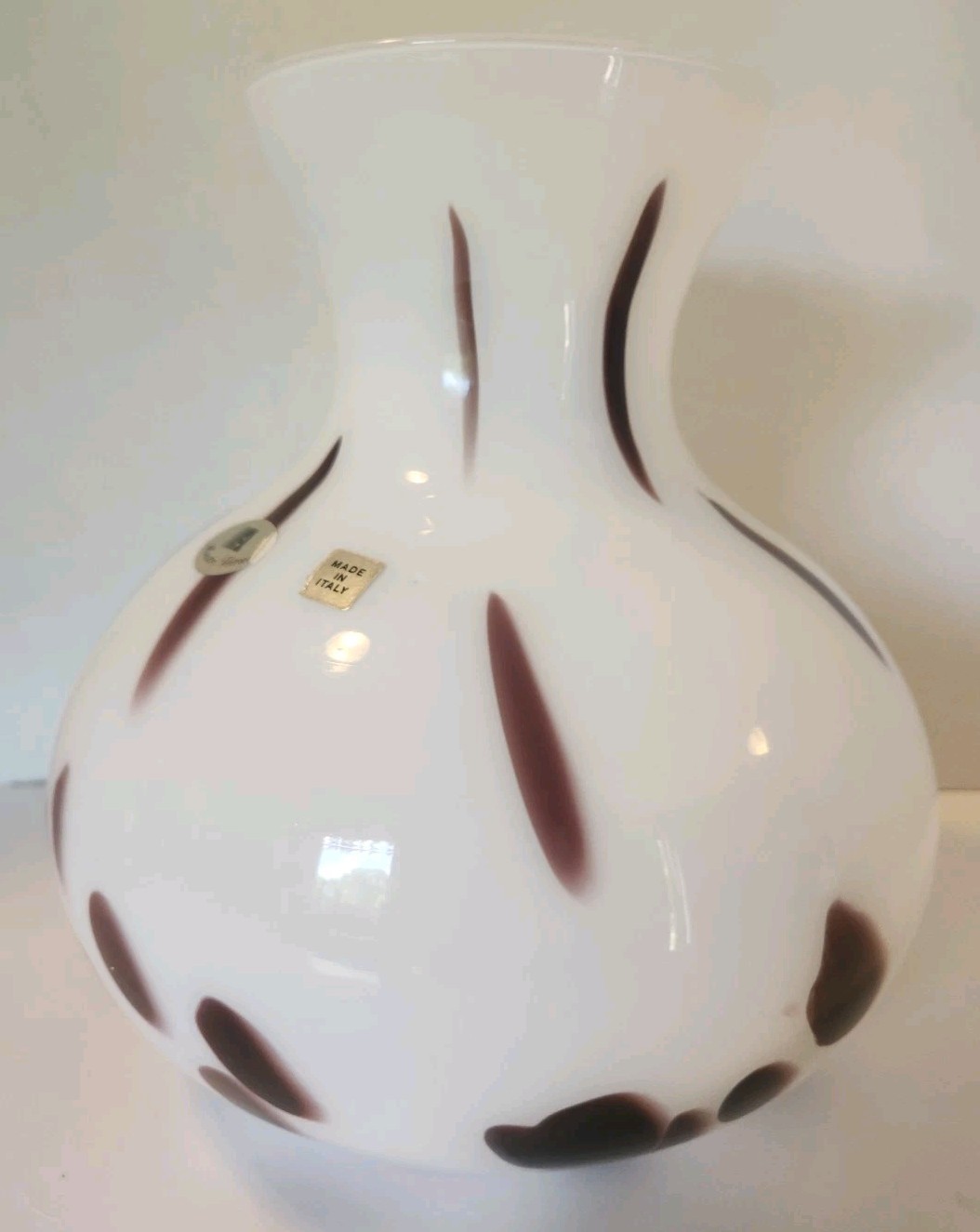 Azzurra Maestri Vetrai Made In Italy Round Spotted Vase White