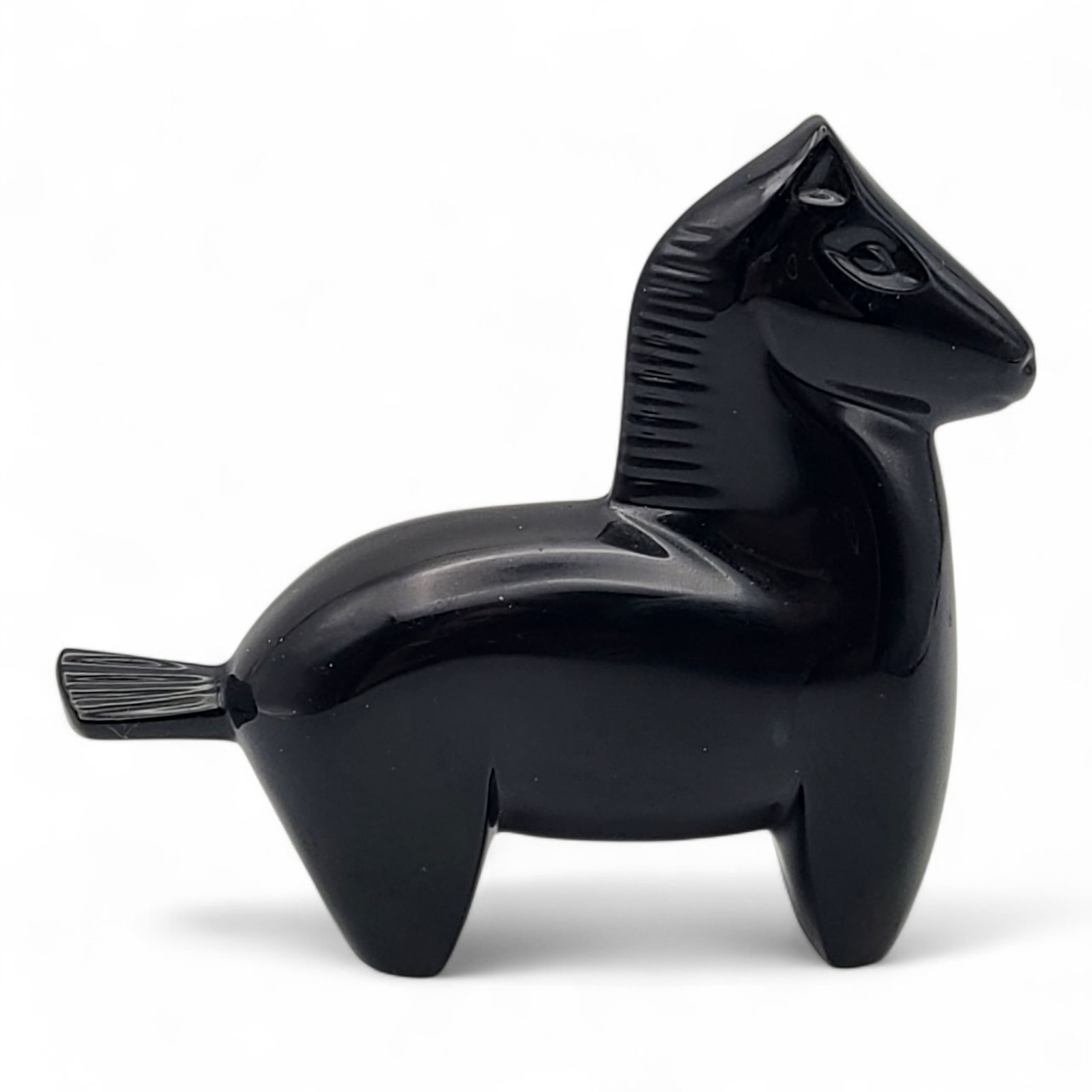 Baccarat Crystal Horse Black Stallion Figurine w/ Box Acid Etched Signed France
