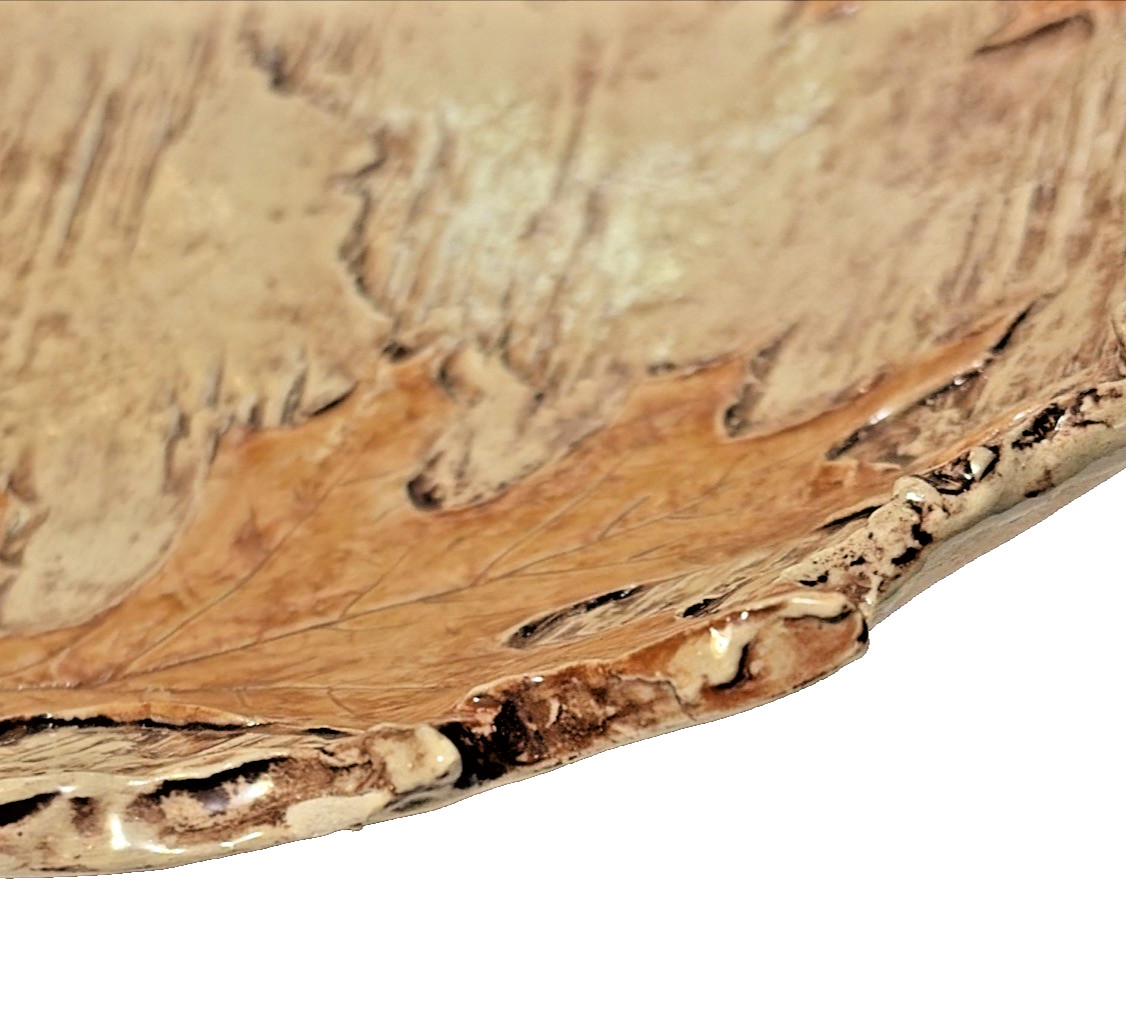 Ceramic Bowl Oak Leaf Acorn Motif Artist Signed Stunner Gorgeous Sculptural READ