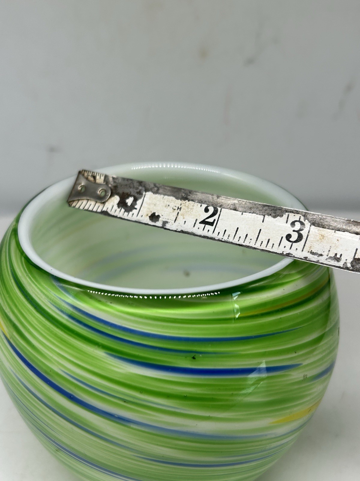 Hand Blown Swirl Green Votive Candle Holder Art Glass Bubble Glass 2