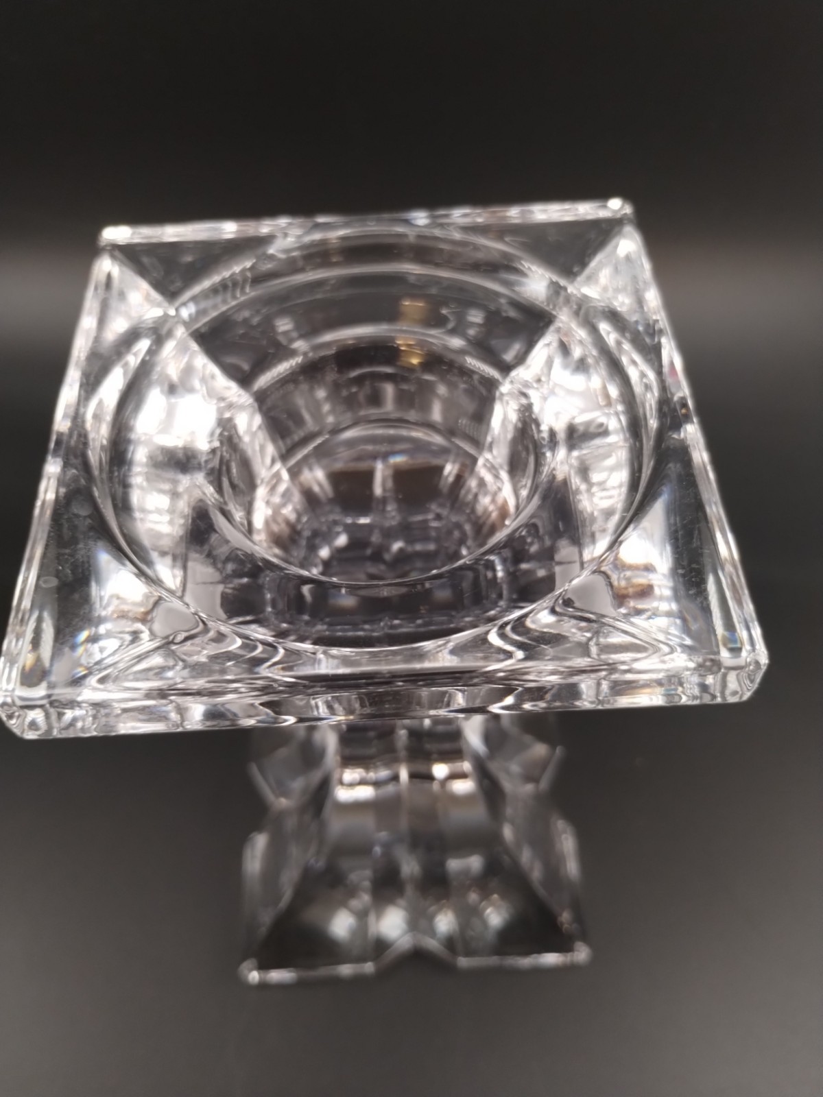 (2) 24% Lead Crystal Candleholder~6″~Slovenia~Like WATERFORD MARQUIS~Verano~XLNT