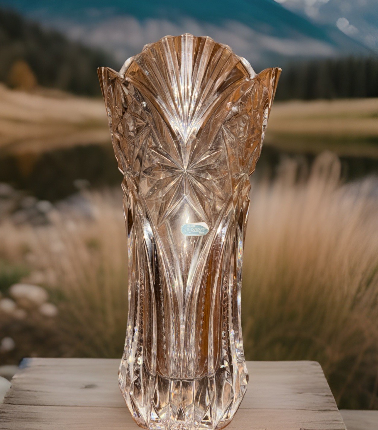 JG Durand Cristal D’Arques Vincennes Cut 24% Lead Crystal 12″ Vase FranceSticker