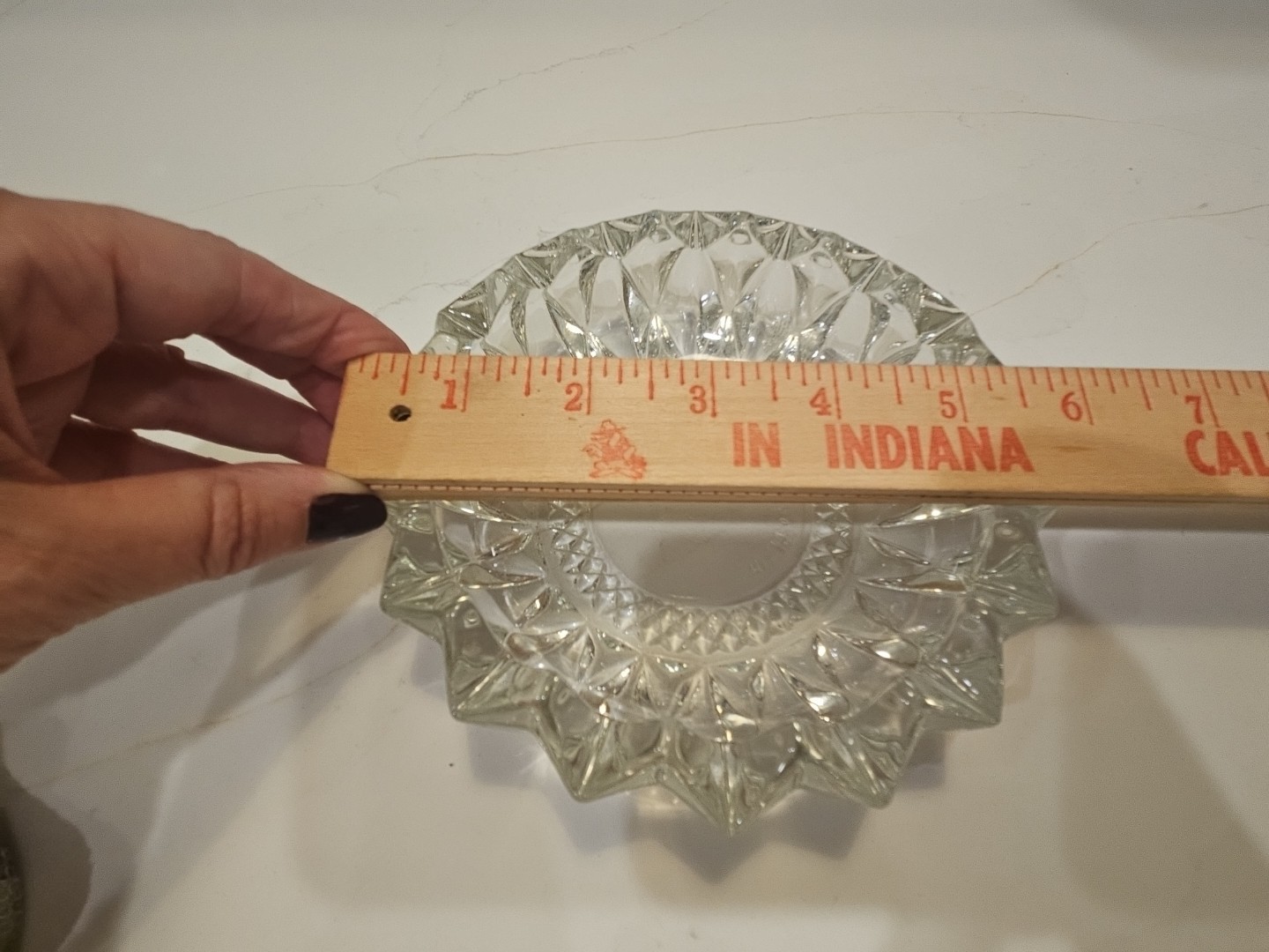 Vintage KIG Indonesia Diamond Pressed Glass Clear Round Ashtray Heavy Cigar