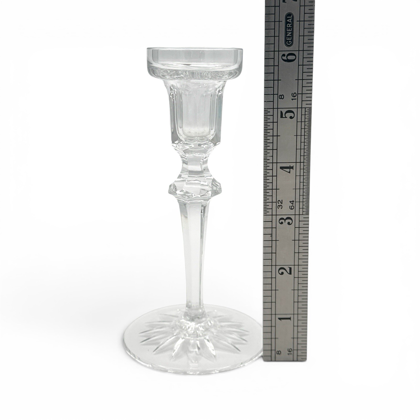 Rogaska Crystal Richmond 6in Single Light Candlestick Notched Multisided 4Pc Set