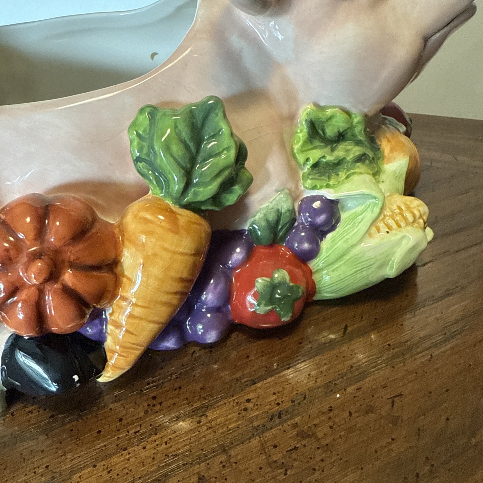 Signature Home Collection Ceramic Pig Planter Basket Vegetable Decoration VTG
