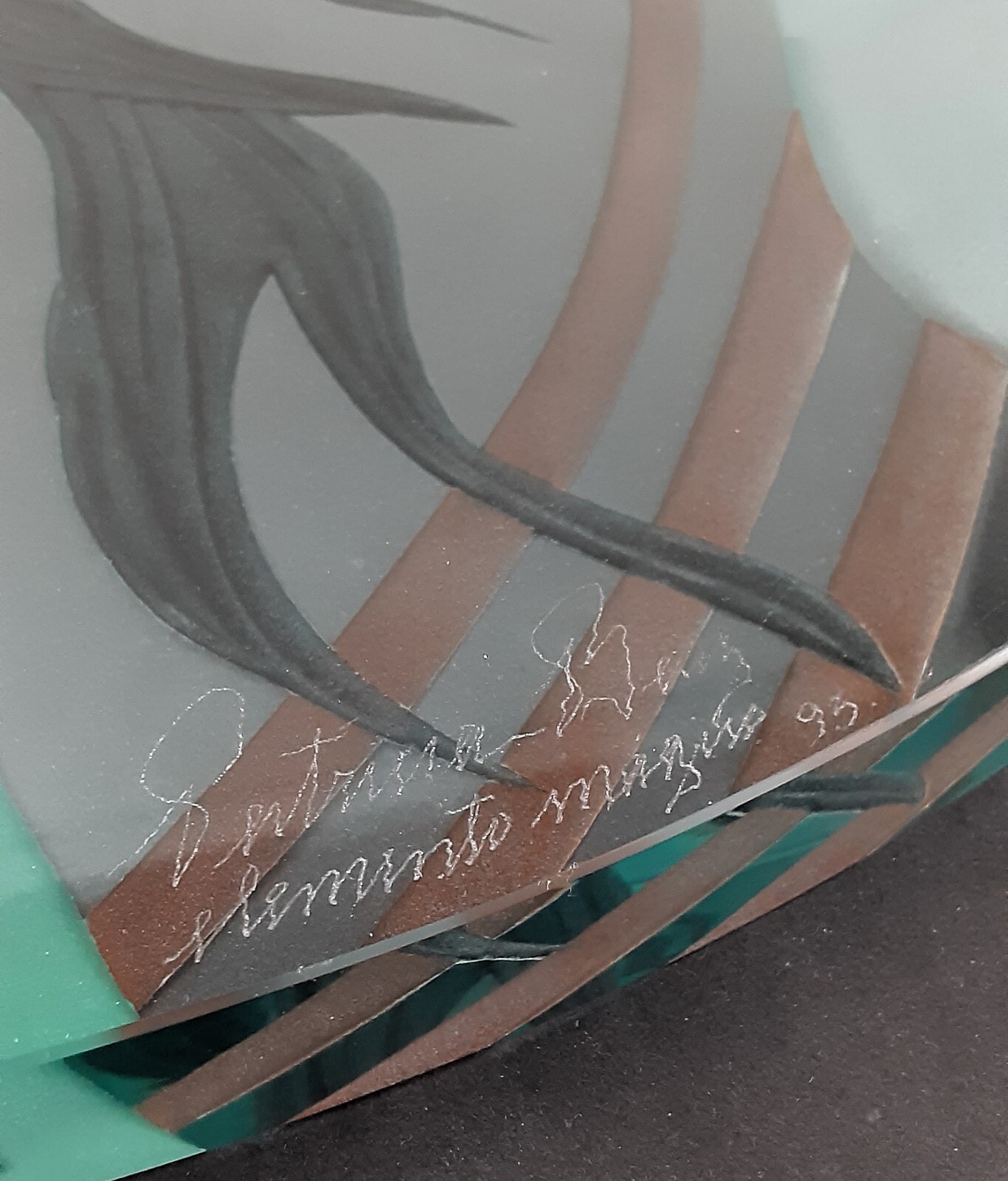 Patricia Baez Art Glass Signed “Magico Elemento” ’95 – 21″ x 17″ x 1″ – 24 lbs.