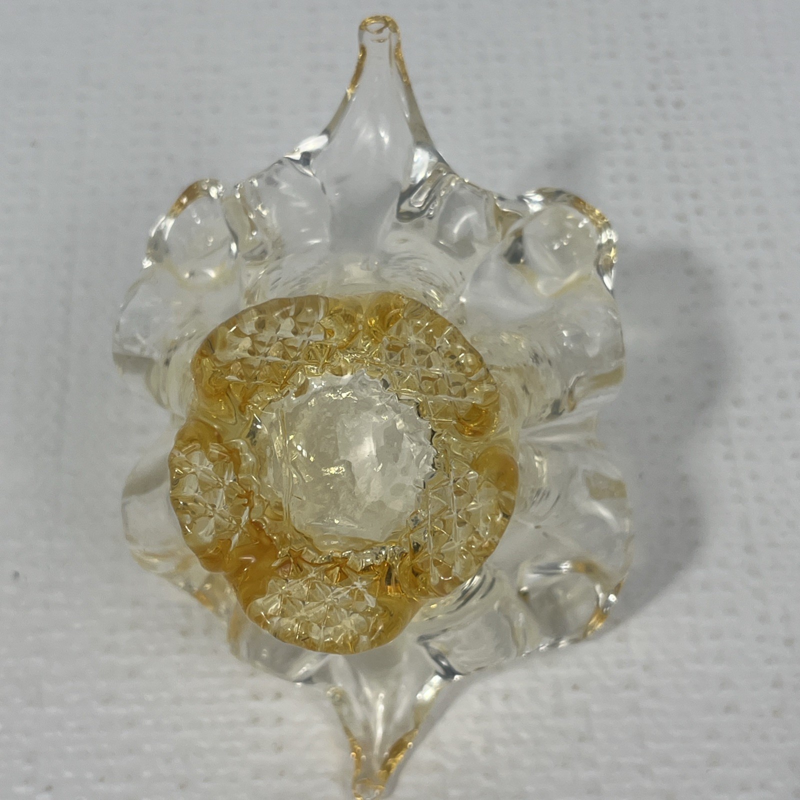 Vintage Chalet Art Glass Bomboniere Miniature Basket Whimsy MCM Yellow