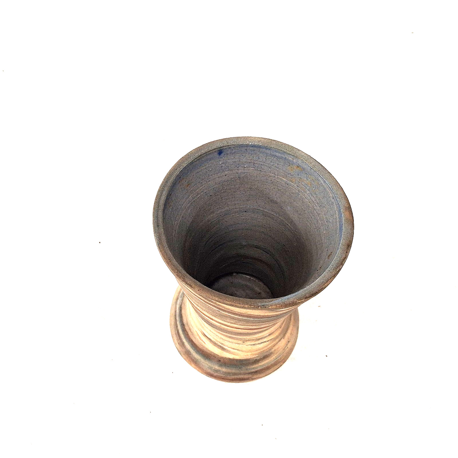 Studio Art Pottery Hourglass Vase Marbled Swirl Glaze Earth Tone Mission Style