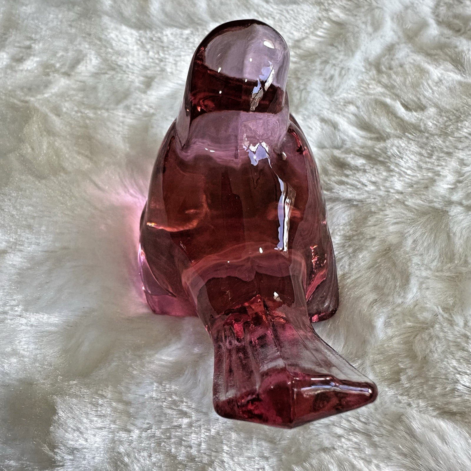 Vintage Fenton Art Glass Dusty Rose Bird Figurine Sparrow Songbird