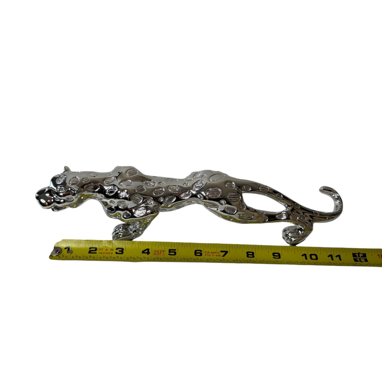 Chrome Running Jaguar Panther Figurine – 10 Inch Decorative Statue
