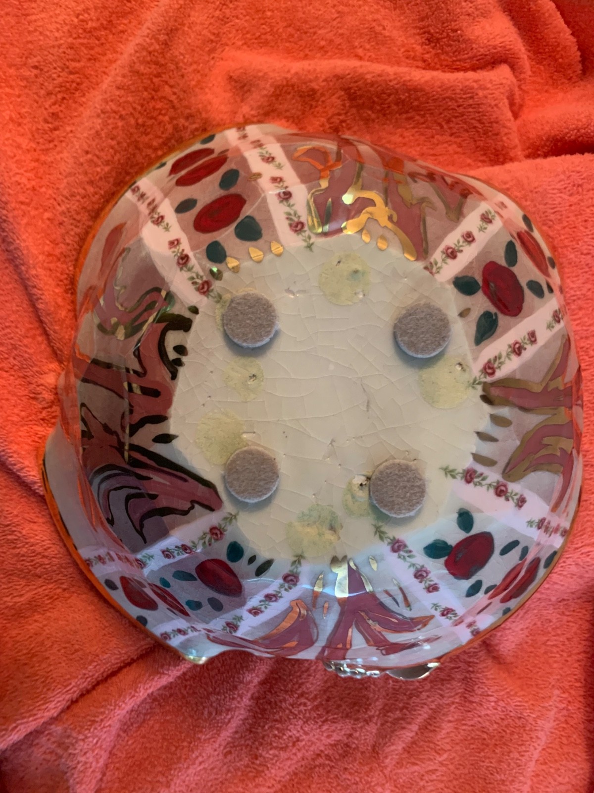 Signed Laney K. Oxman Unique Floral Bowl Hand Painted w/ Gold Trim Women’s Art