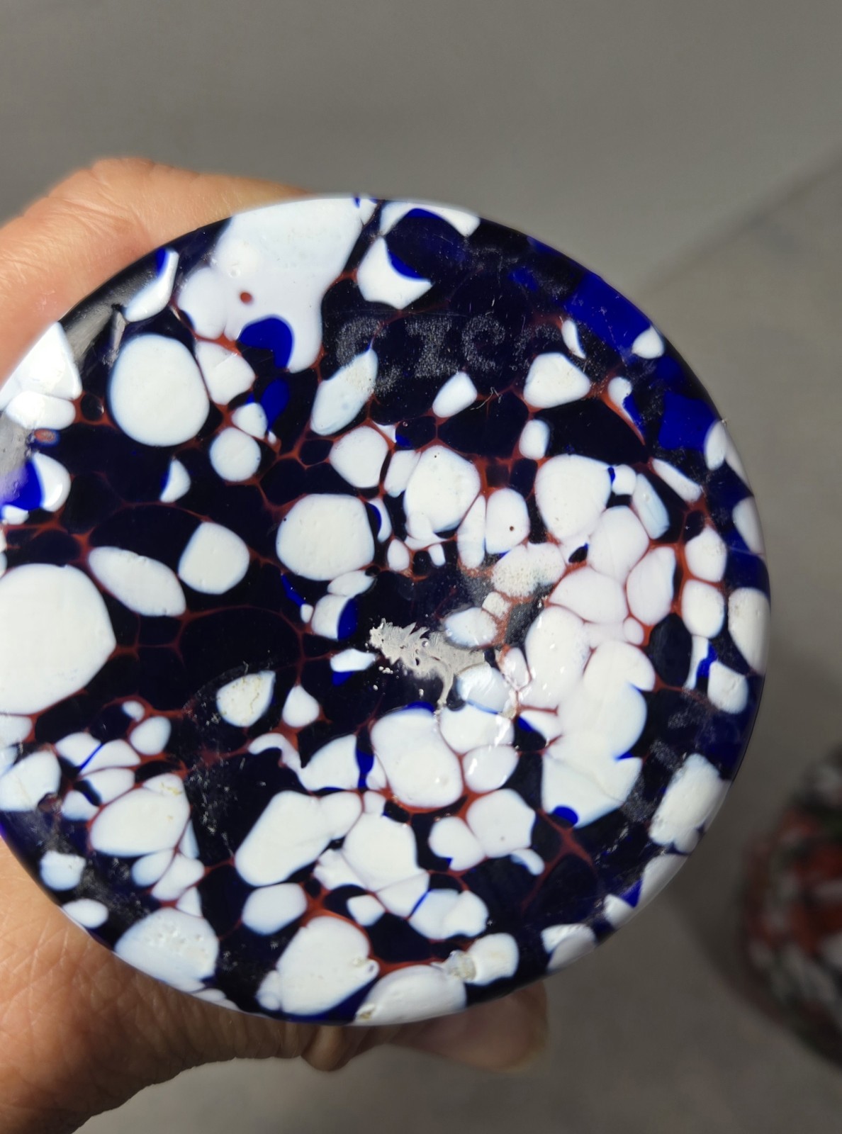 Vintage Czechoslovakia Splatter Art Glass Vase Signed Cobalt Blue Lot Of 2
