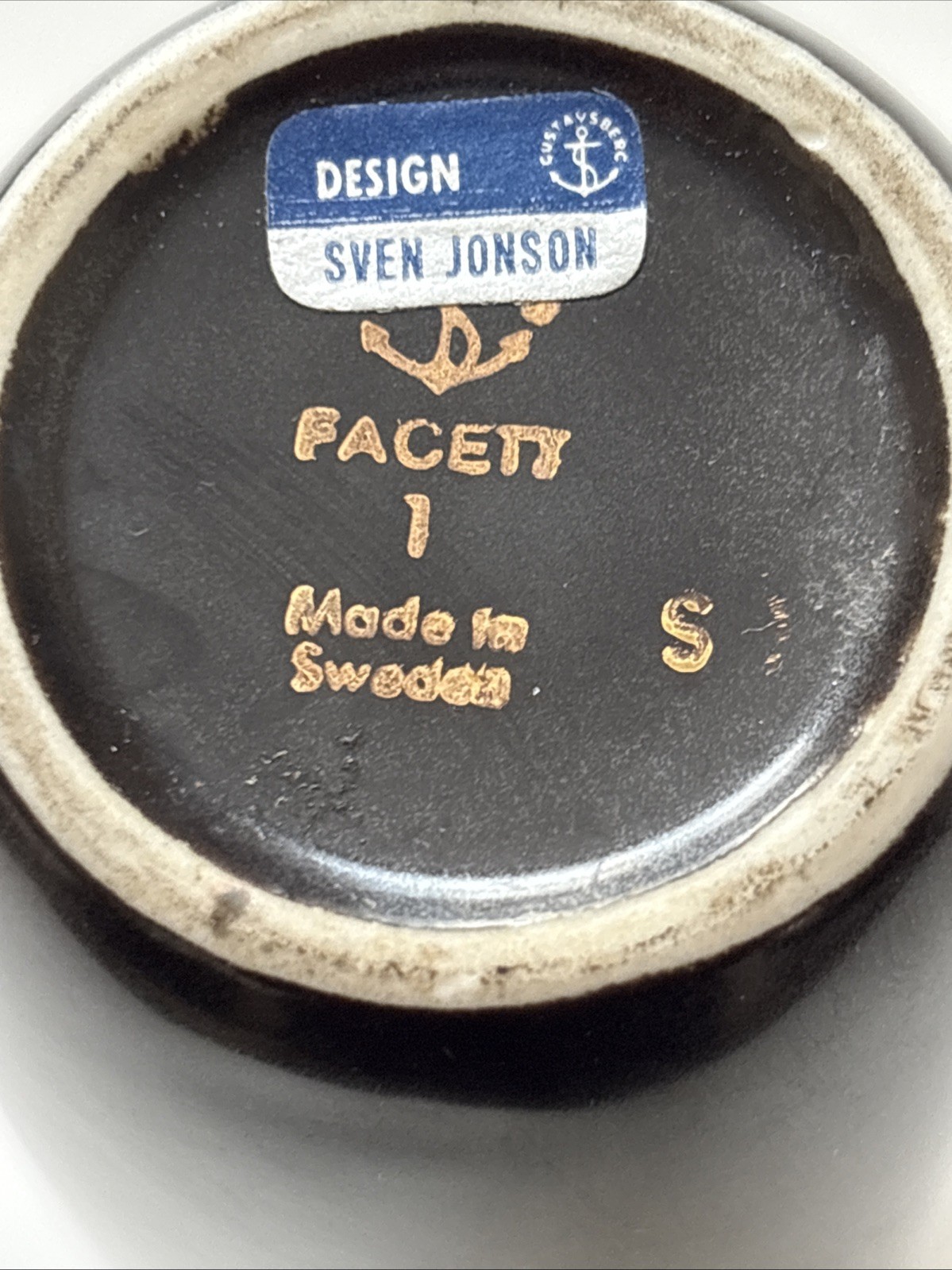 MCM Gustavsberg Facett Peacock Vase Sven Jonson Design Sweden 1960s Sticker