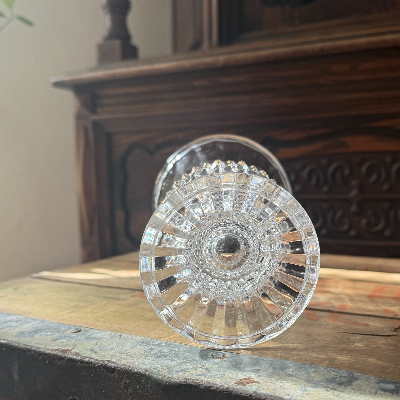 Vintage CRISTAL D’ARQUES DURAND Longchamp Crystal Footed Flower Vase 7” Clear