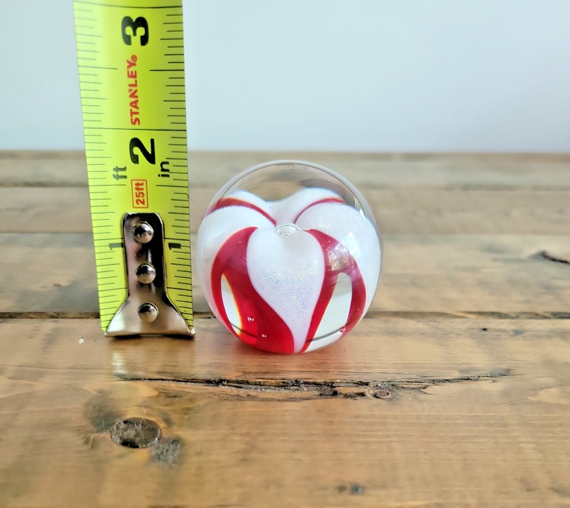 VTG GES Glass Eye Studio Red Swirl Art Glass Paperweight 1999