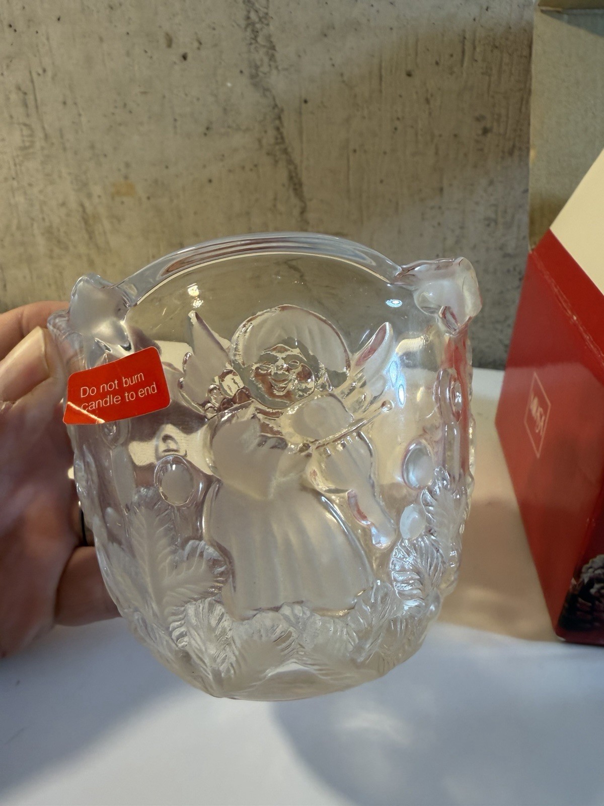 MIKASA Crystal Holiday Lights 3.25″ Frosted Angel Votive Candle Holder WY835/910