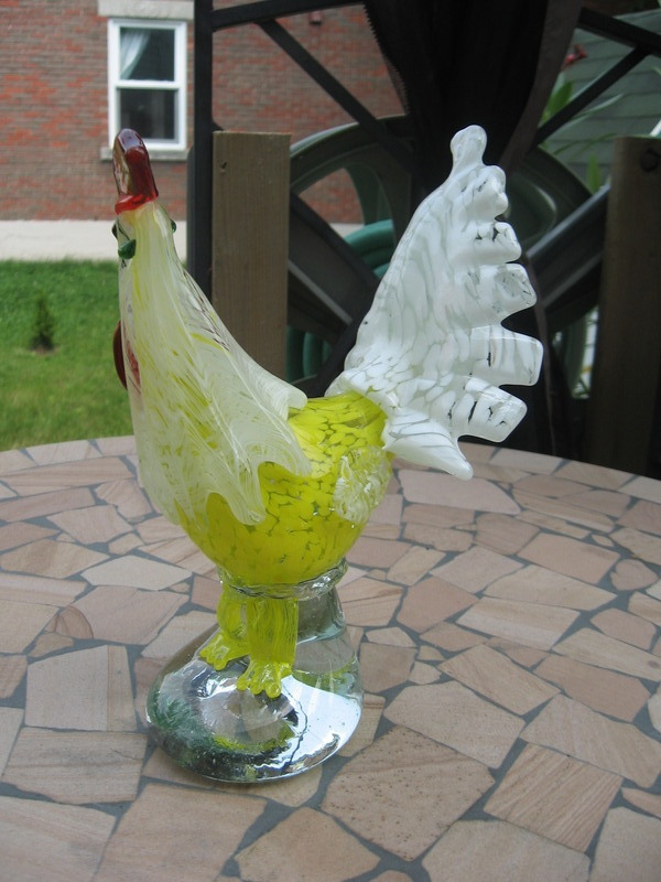 #H55 vintage super BLOWN GLASS Murano rooster BIRD ITALY 9.25″ in tall