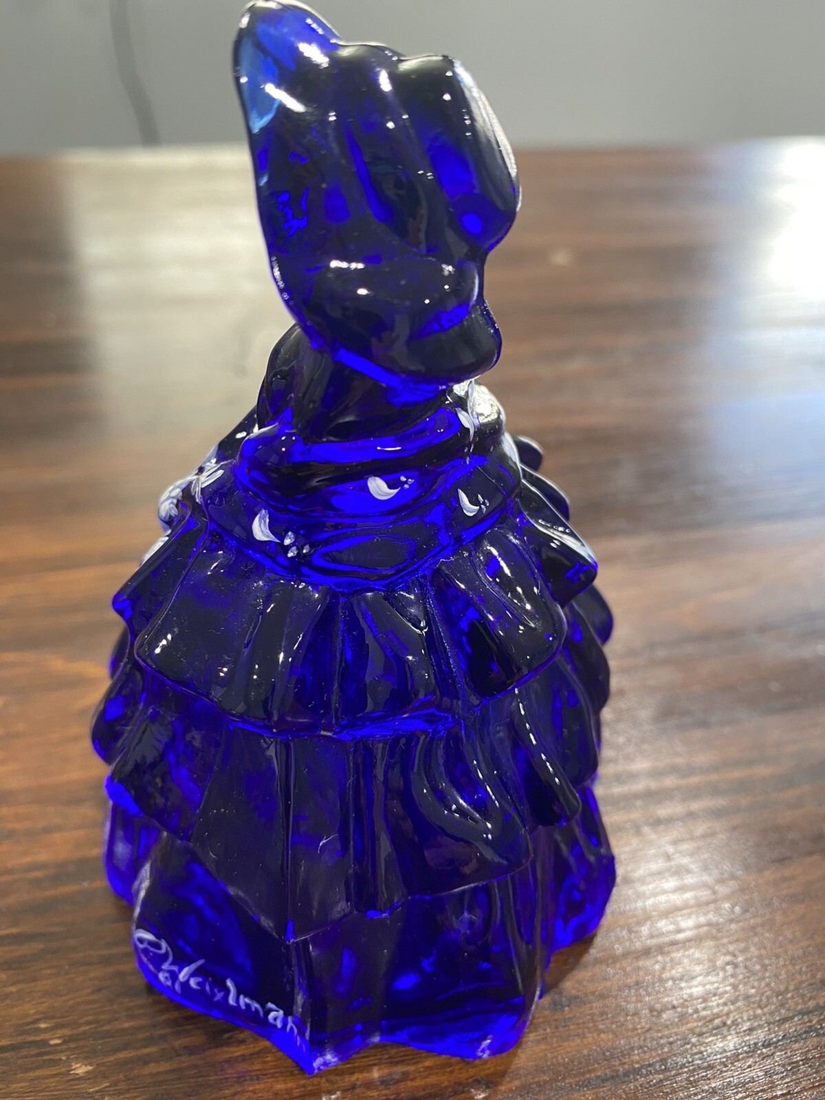 Boyd Art Glass -Cobalt Blue- Colonial Lady- Hand Painted And Signed