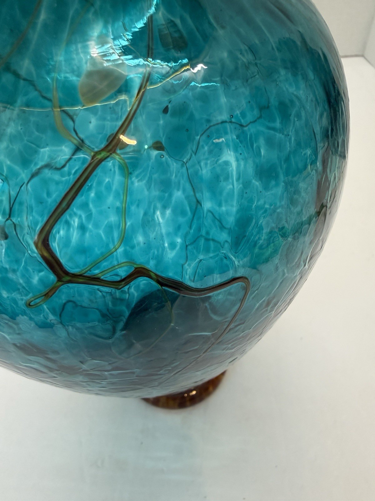 Studio Art Glass Opal art Glass Evergreen Classic Vase Hand-blown turquoise 10”
