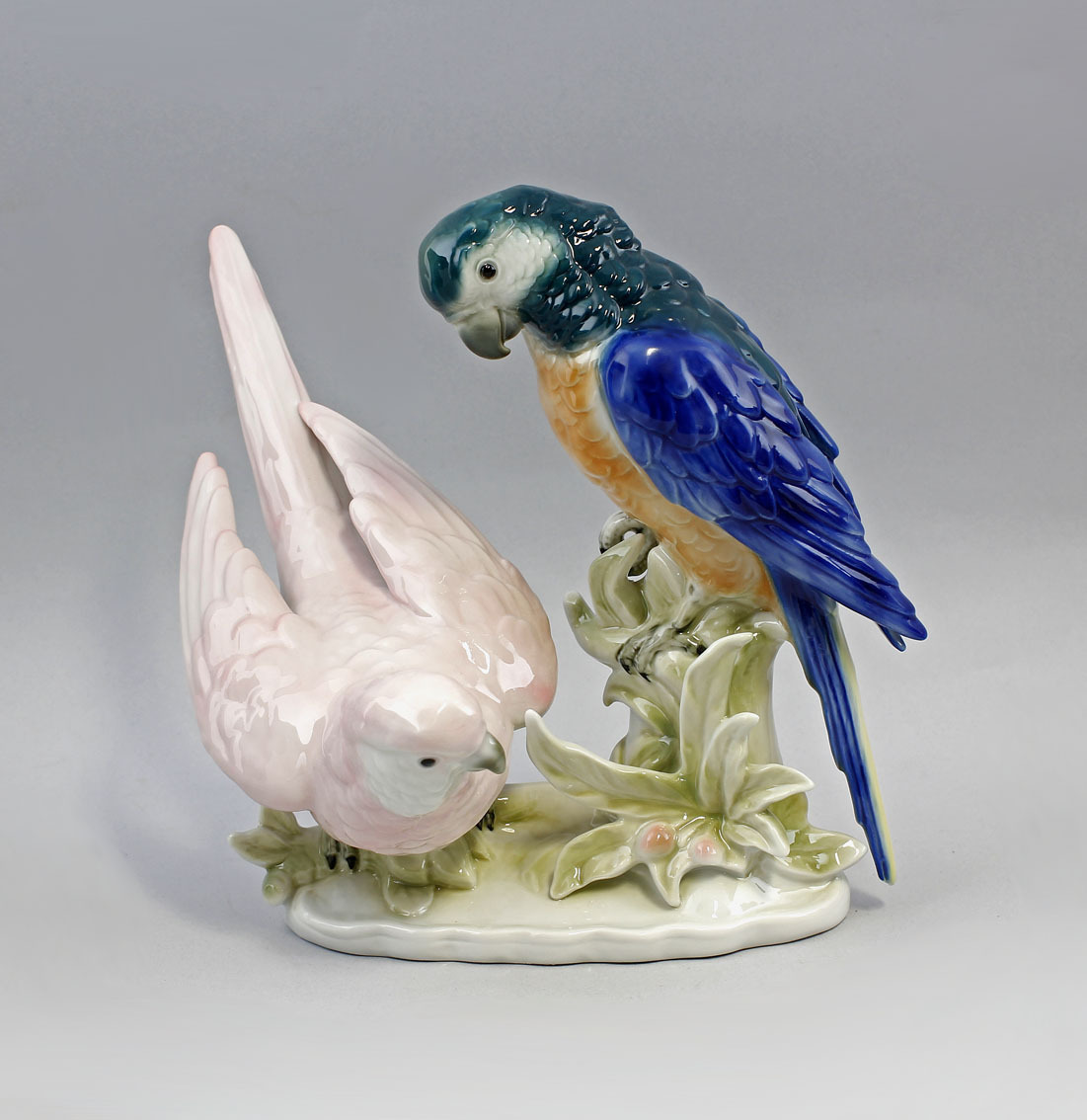 9942495 Porcelain Figurine Bird Parrot Group Wagner & Apel 8 5/16×6