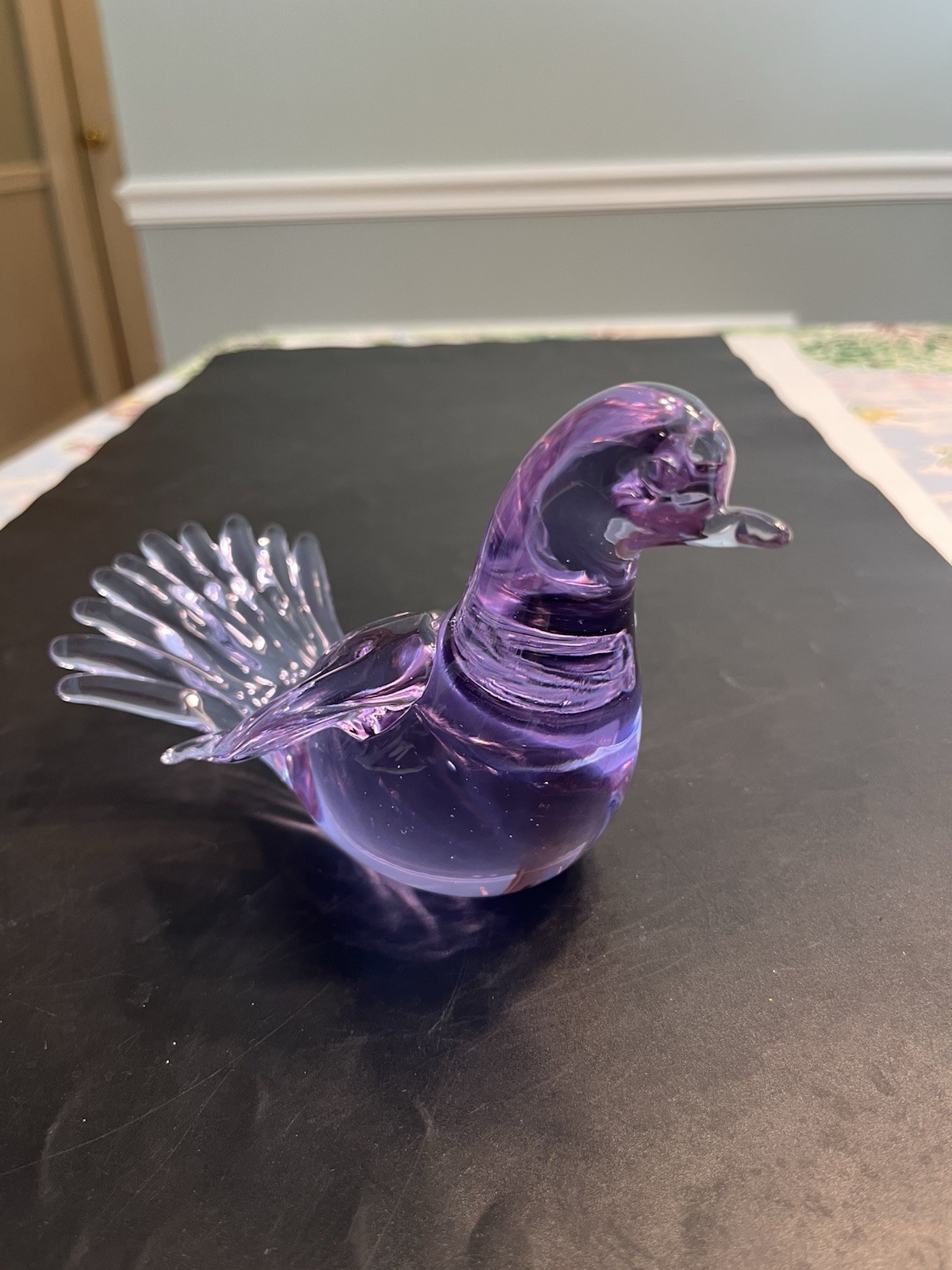 Large Murano Art Glass Purple Blue Dove Bird Figurine Neodymium