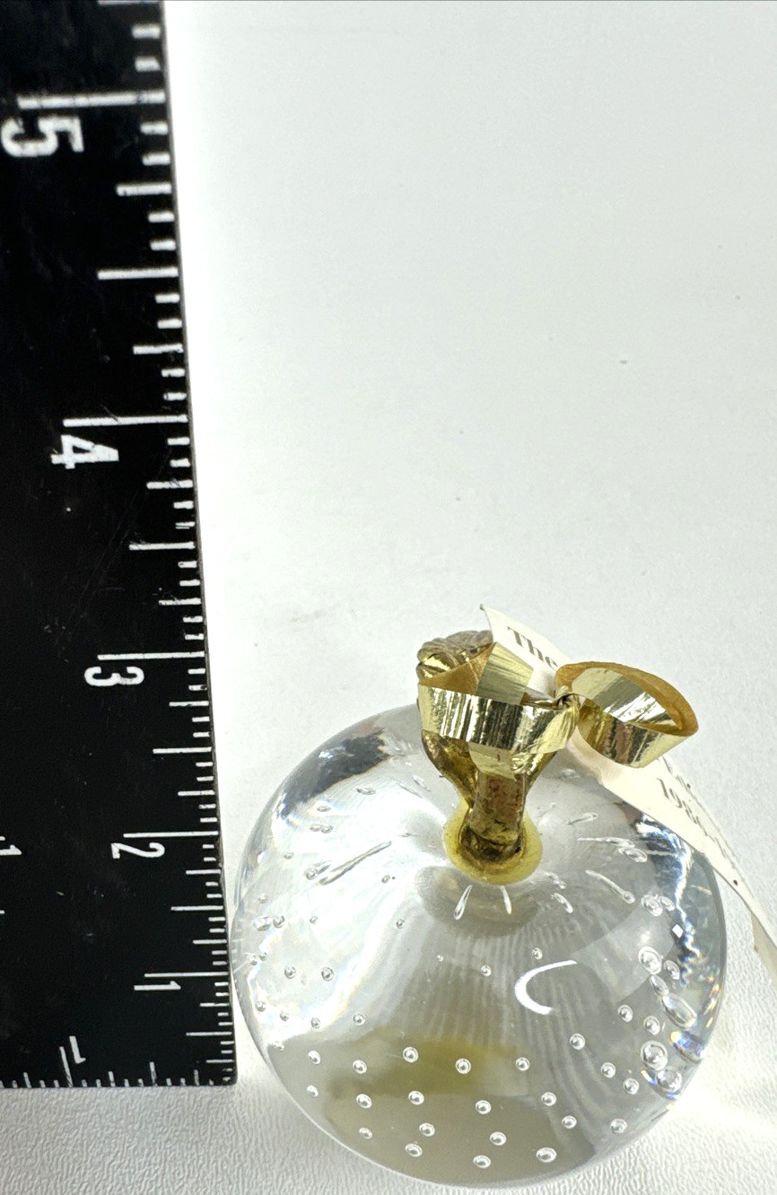 Glass Apple Hand Blown Controlled Bubbles Paperweight Polaroid Education 1986-96