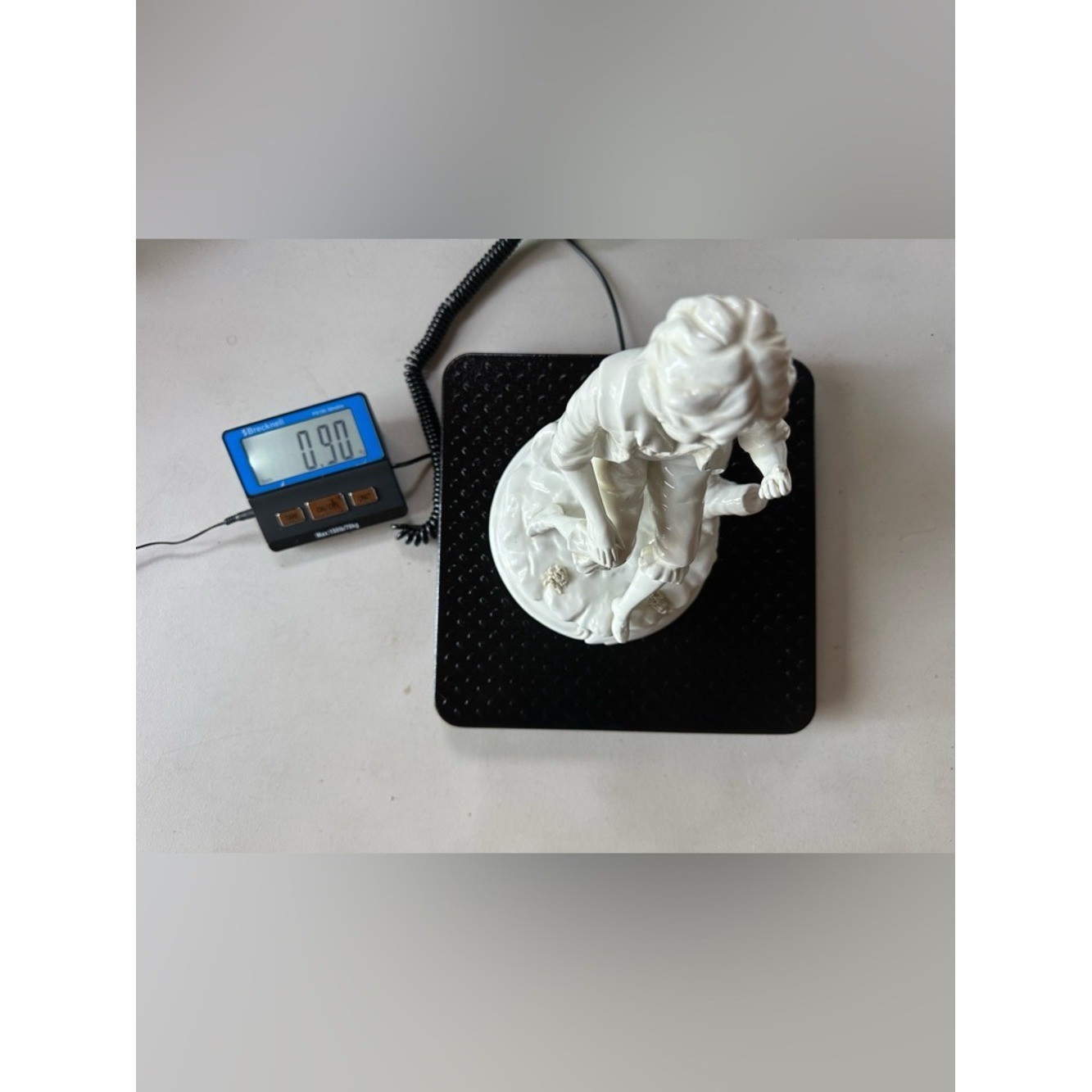 Vintage White Porcelain Figurine Seated Boy Statue – Made in Italy