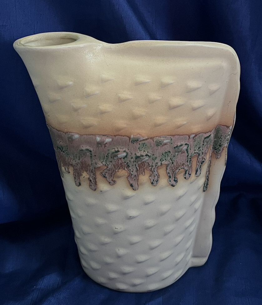 SP San Pacific SanFrancisco Drip Glaze Pottery Vase Side Top Corner Opening Rare