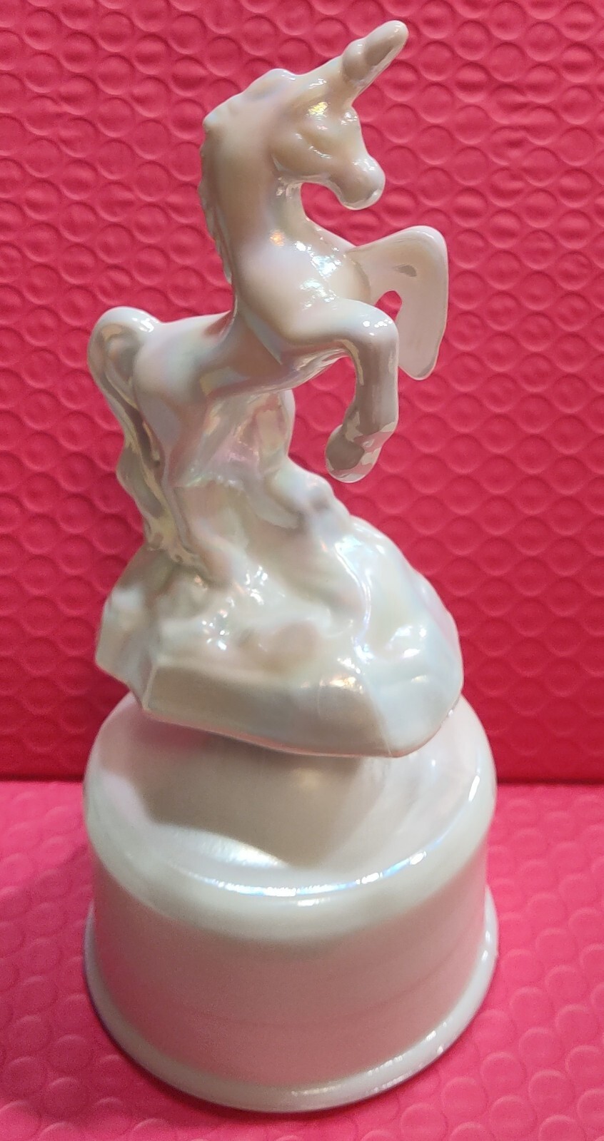 Brand New Mosser Made Milk Glass Carnival Unicorn on the Fount From Fenton Mould