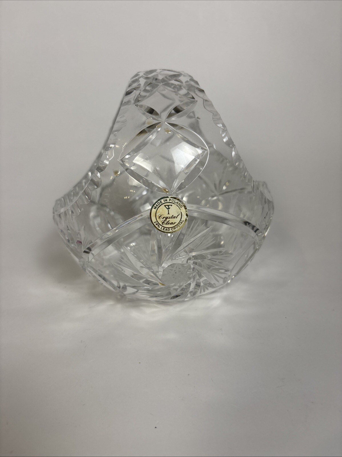 Leaded Crystal Clear Basket Made In Poland Approx. 5 3/4×5 3/4”