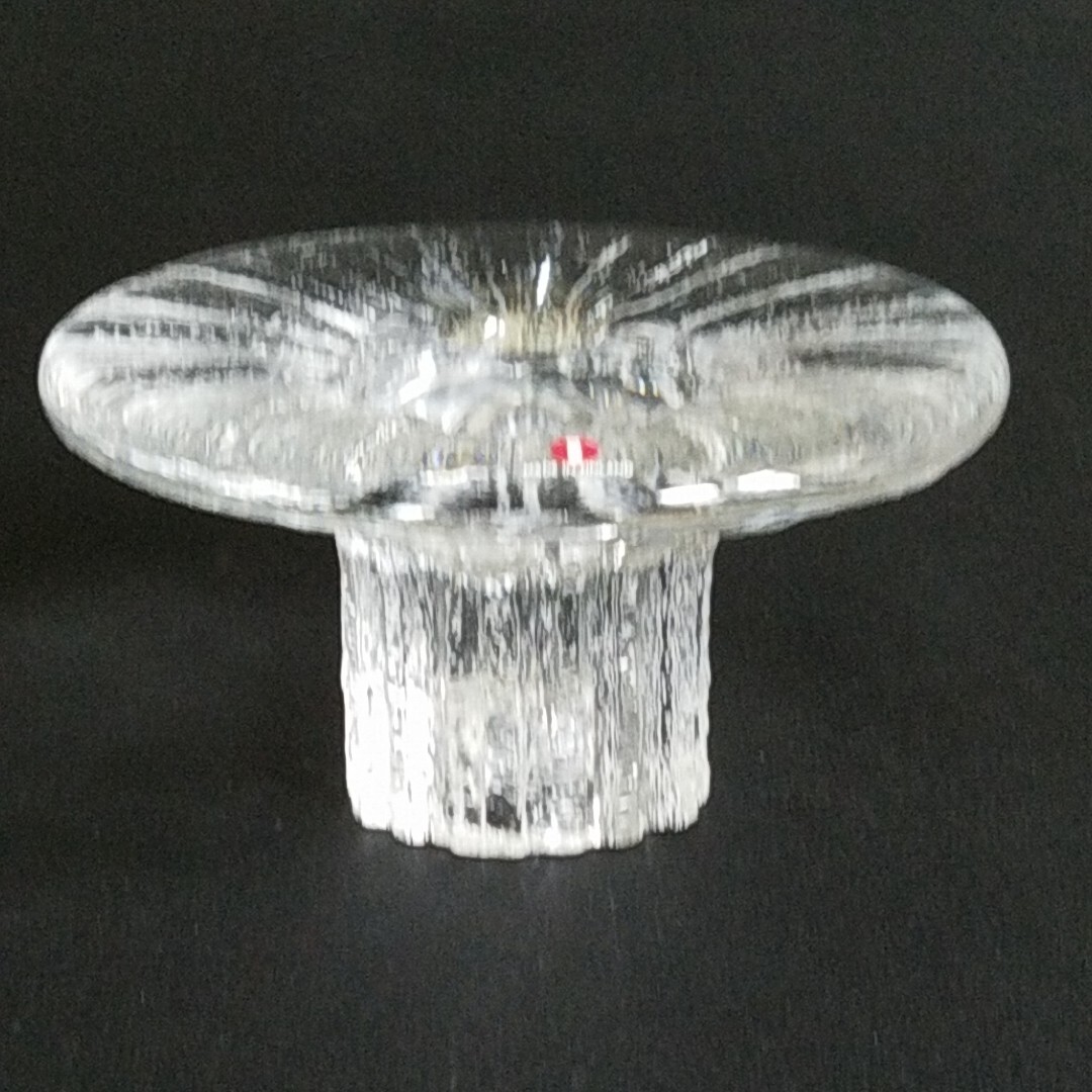 iittala VELLAMO SINGLE CANDLE HOLDER, Cast Crystal, 5 1/2″, FINLAND