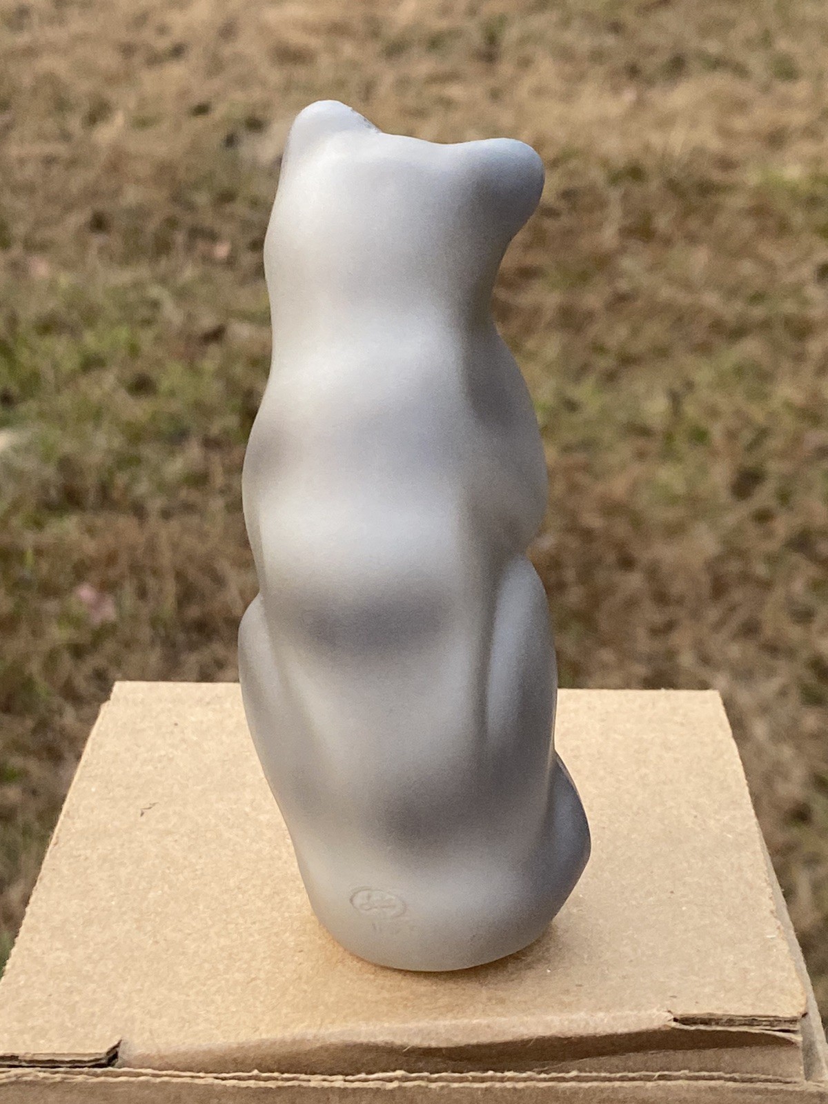 Fenton Glass Cat Grooming Gray Tabby 5074 FP Opal Satin Signed 4” Tall Figurine