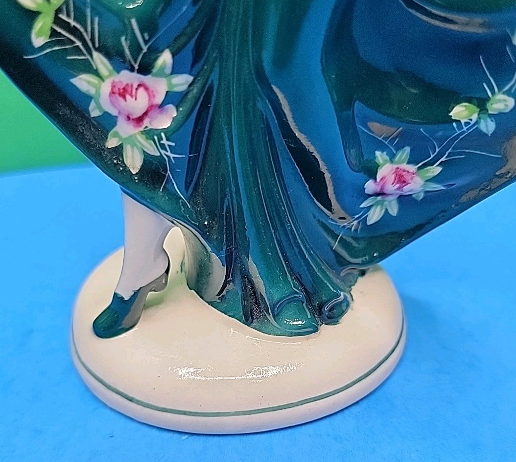 2 – 1930’s Porcelain Dancing Ladies In Floral Green Dress – Made In Japan