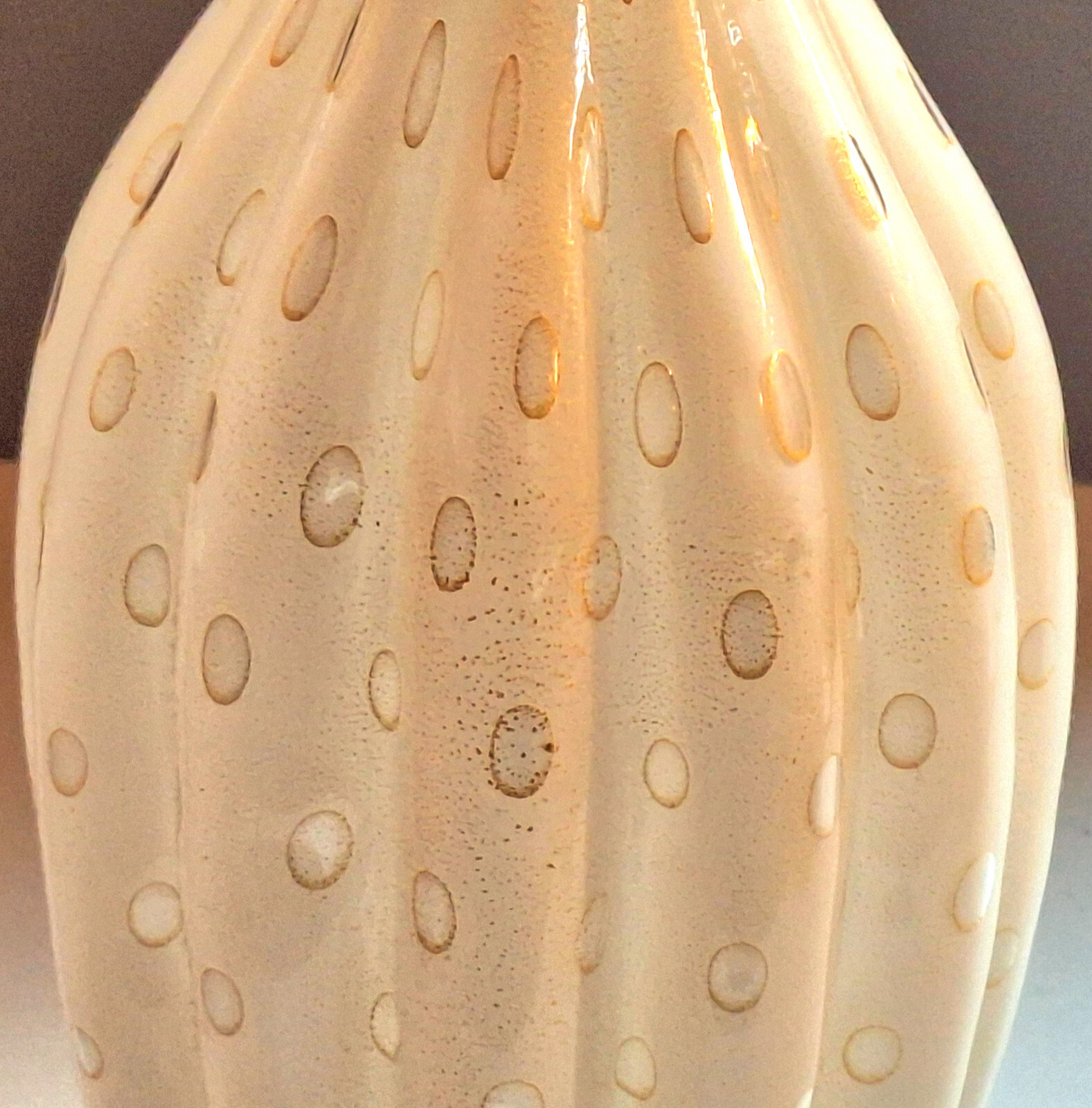 Alfredo Barbini Bullicante Art Glass Vase Lamp Drilled Vintage 1960s MCM Italian