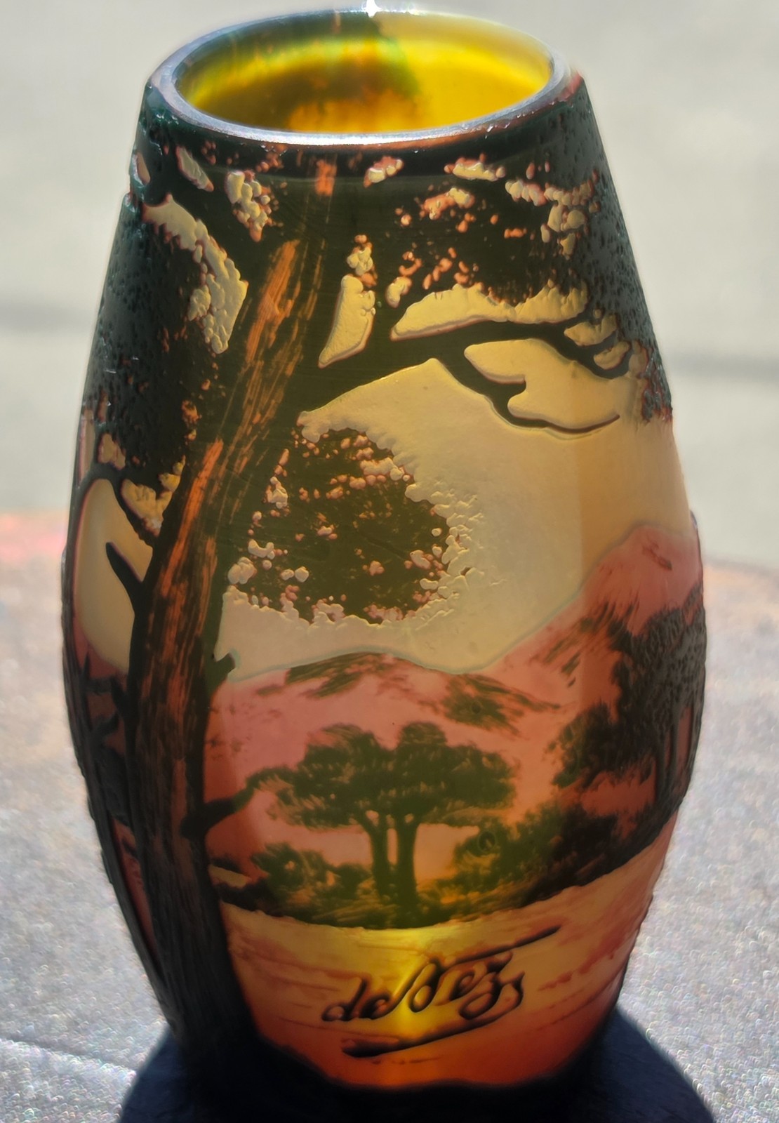 READ DESCRIPTION – 2 Art Nouveau French Acid etched vases D’Argental & de Vez