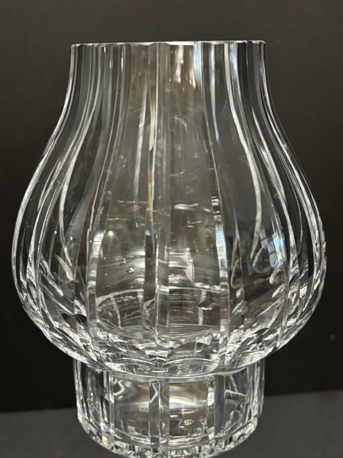 Atlantis Fantasy Cut Crystal HURRICANE LAMP with GLOBE 12″ Pillar/Taper Candle
