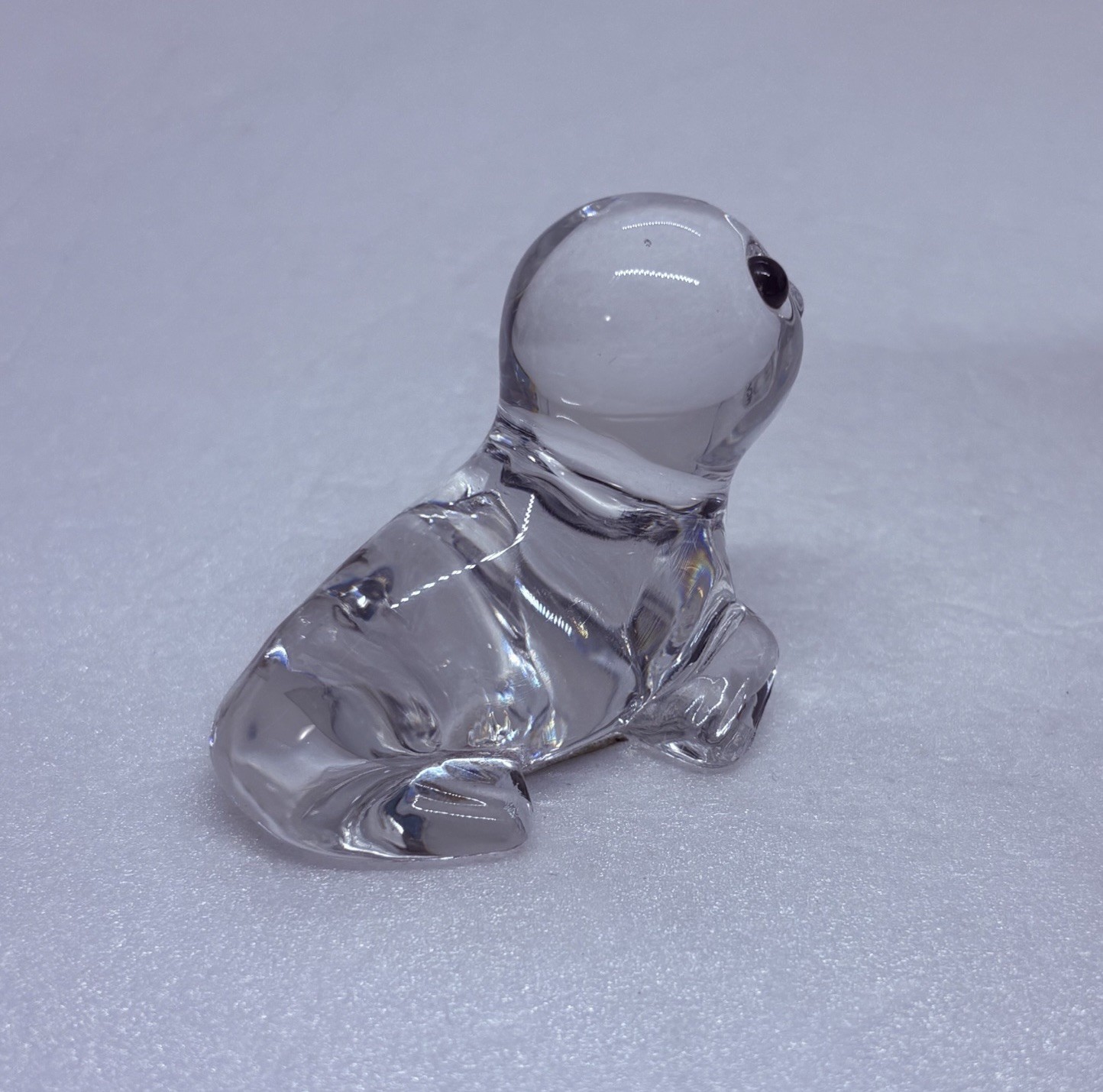 Vintage Oneida Crystal Baby Seal Figurine Paperweight Hand Cut Glass Decor 35