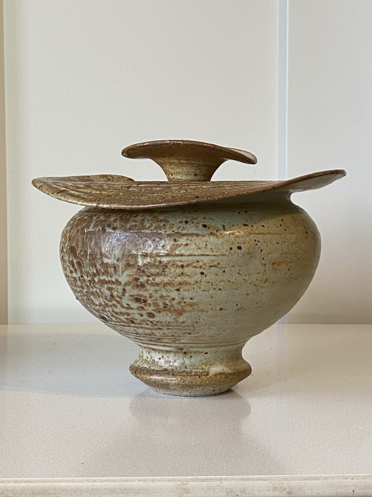 Mid Century Studio Pottery Lidded Jar PRITCHARD 1974 Unique Wabi Sabi Vintage