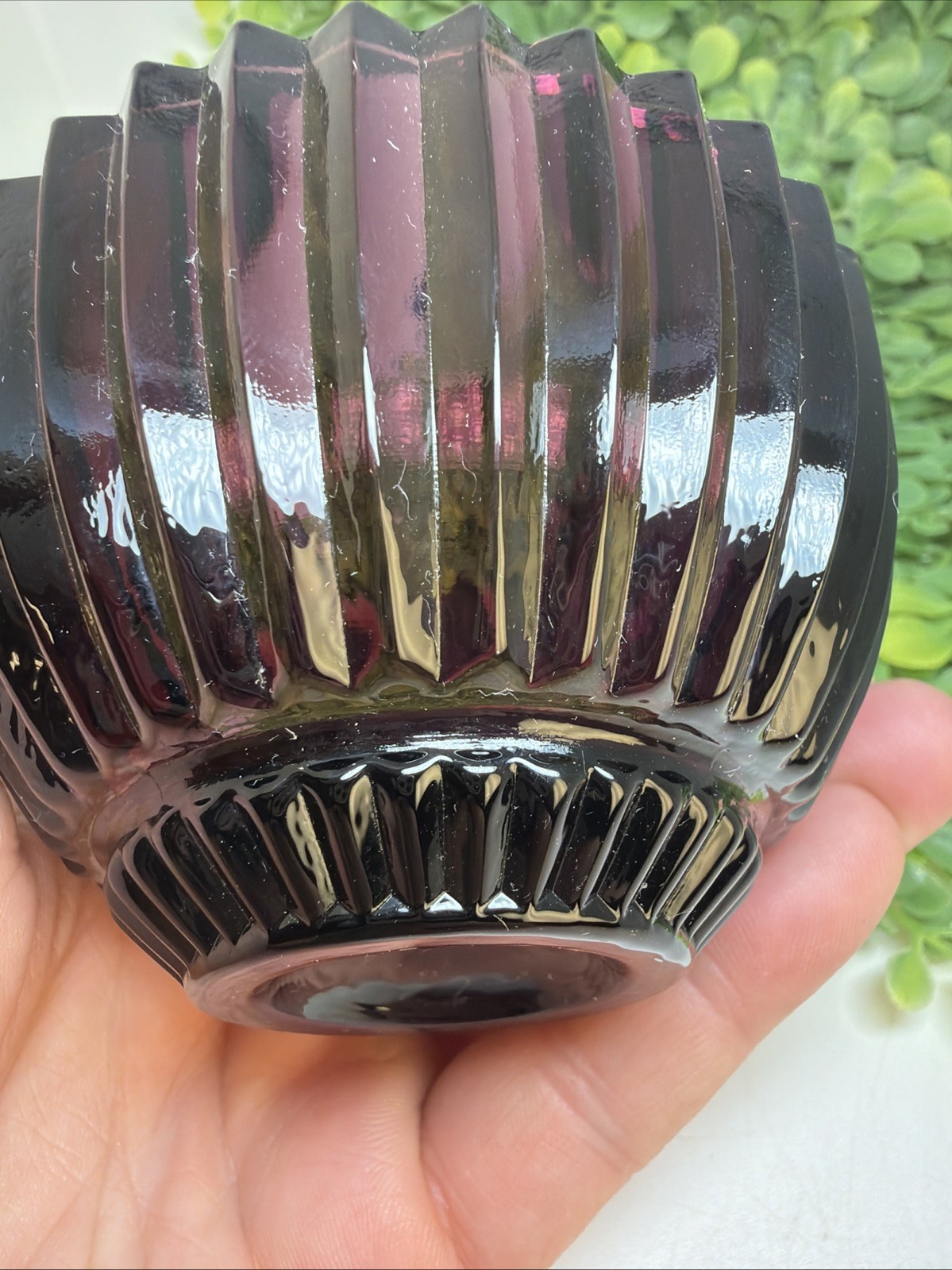 Fenton Ribbed Amethyst Purple Carnival Glass Trinket Jewelry Box Fabulous