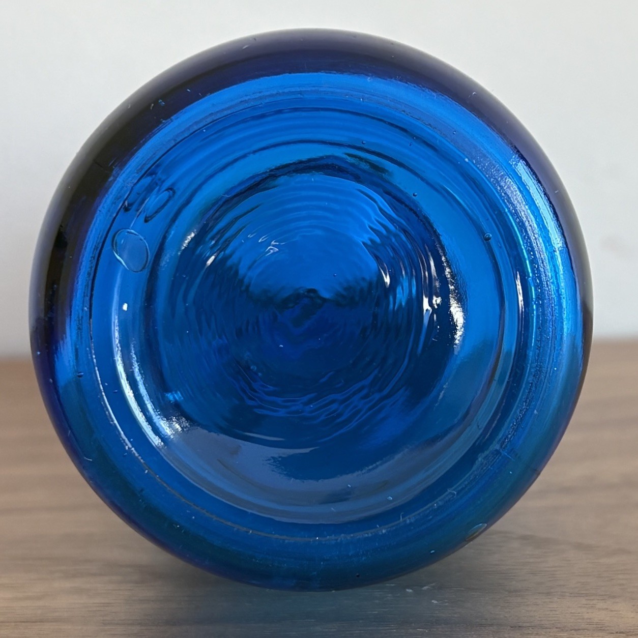 VTG Cobalt Blue Glass Bottle Wire Clasp & Porcelain Top Farmhouse Kitchen Decor