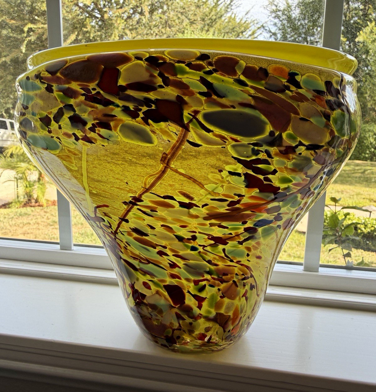 Gorgeous! 2009 Original Signed Suzi Perret of California Hand Blown Glass Vase