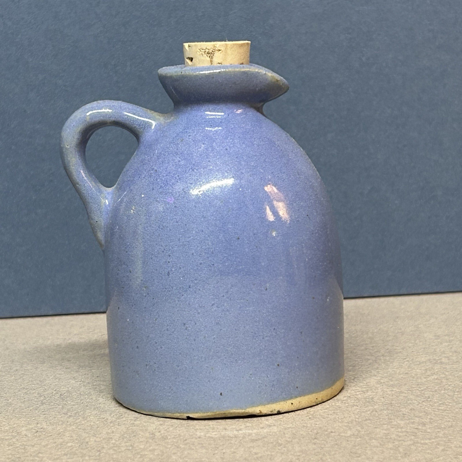 Antique Primitive Salt Glazed Stoneware Small Jug Crock Blue