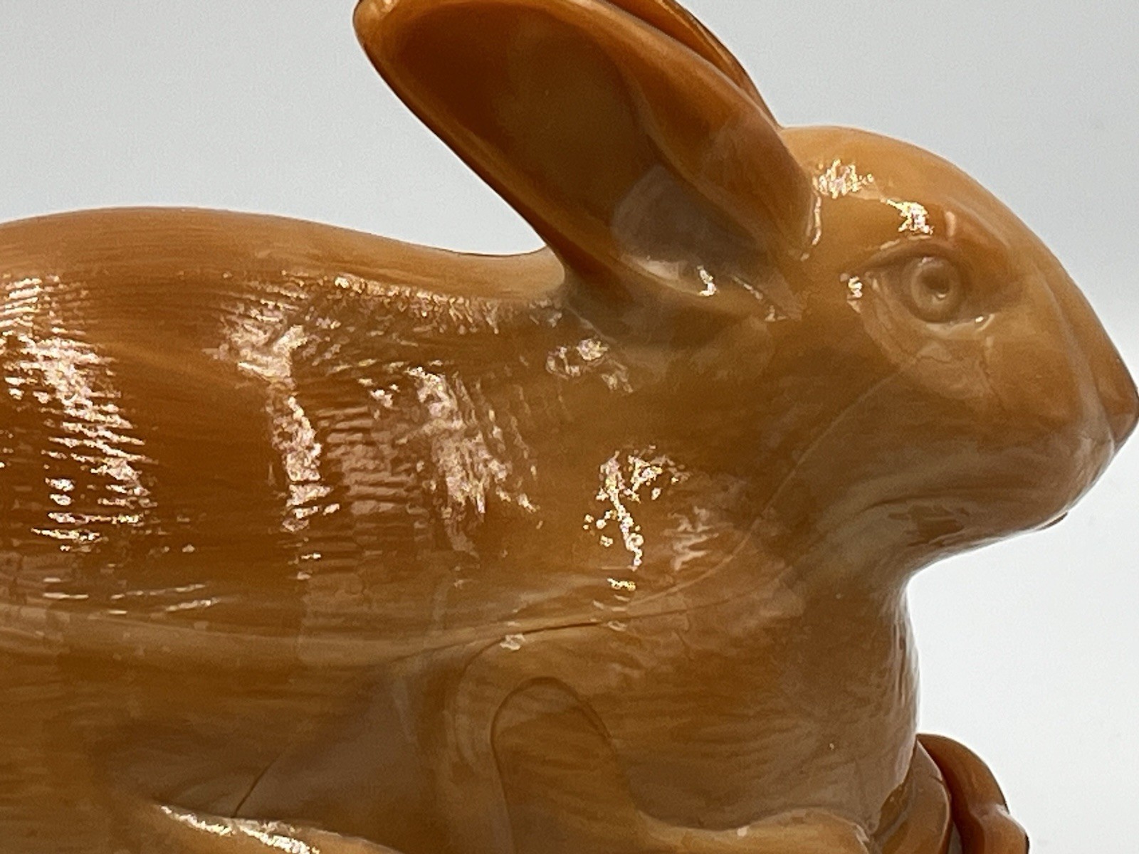 RARE LARGE LE Smith 2 pc. Chocolate caramel slag bunny/rabbit On Nest Candy dish