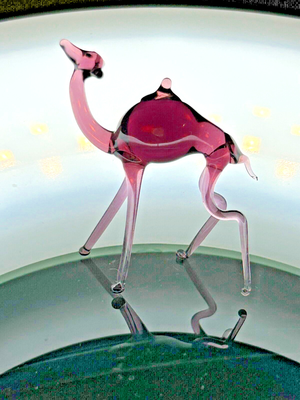 Vintage Camel Figurine Blown Glass Delicate Purple