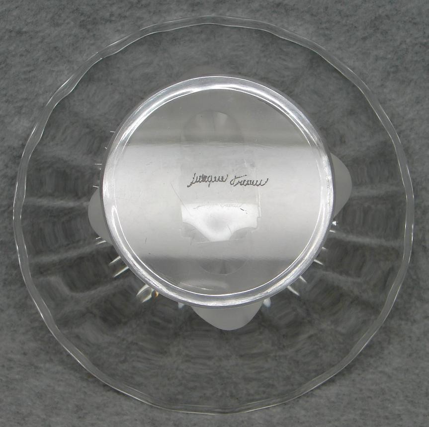 LALIQUE France Art Glass NOGENT COMPOTE Bowl 4 SPARROWS Base Frosted Crystal