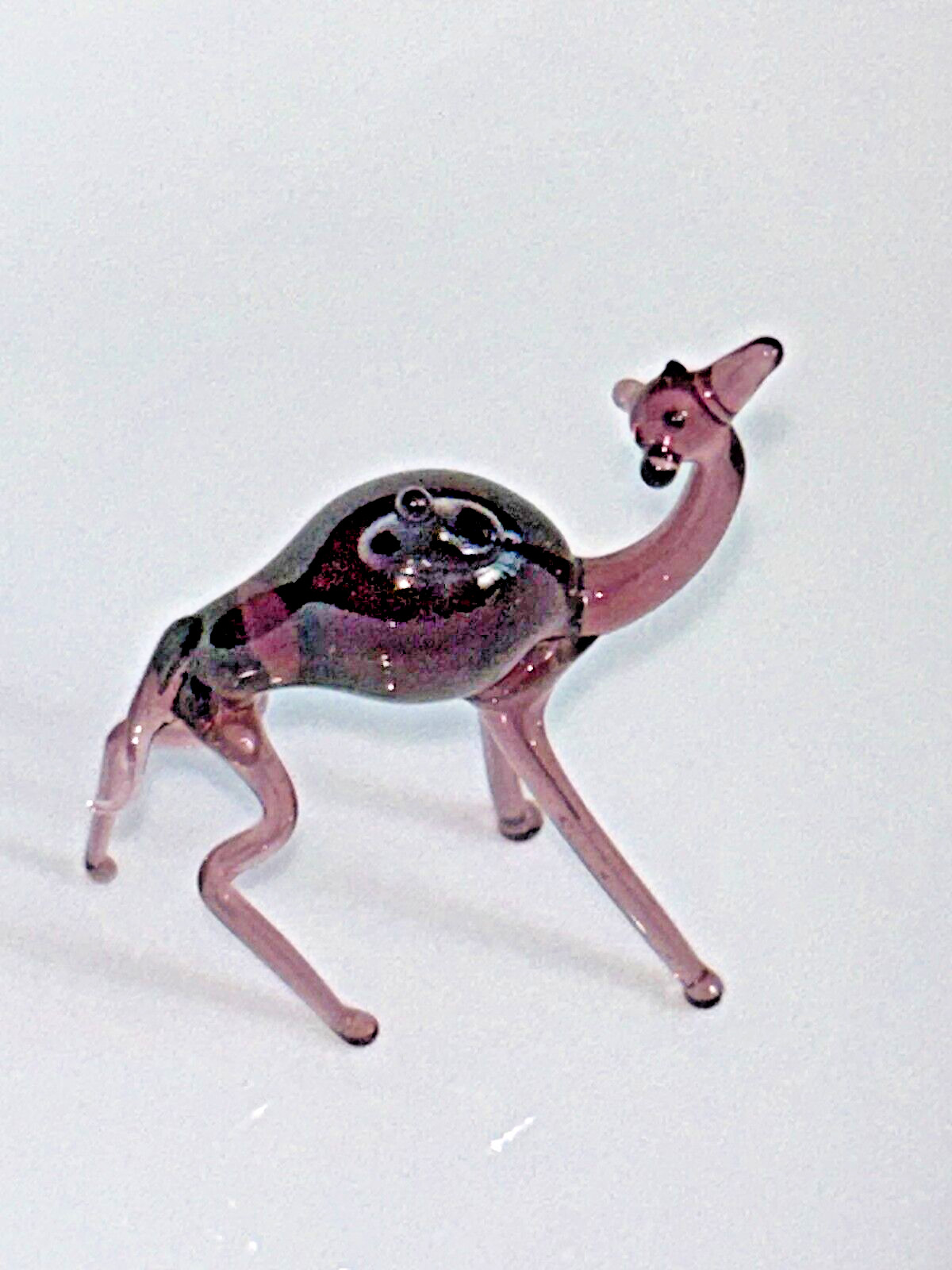 Vintage Camel Figurine Blown Glass Delicate Purple