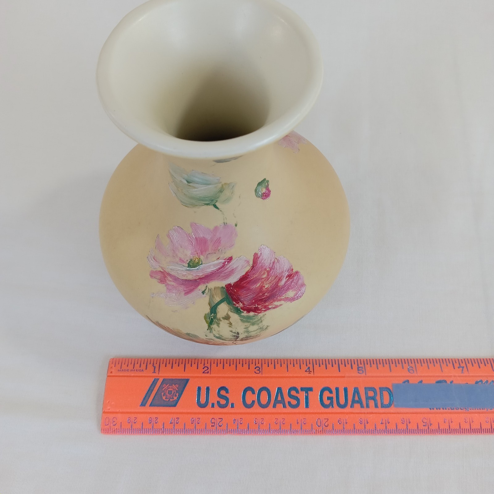 Vintage Hand-Painted Floral Vase Yellow Pink Floral Coors Colorado Art Pottery