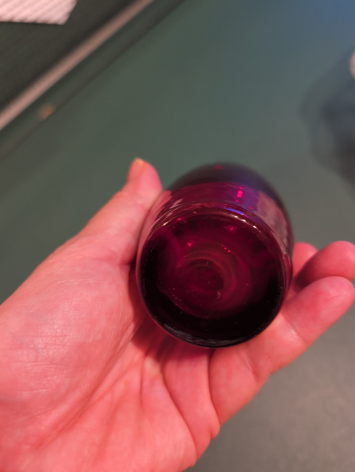 Vintage Ruby Red Hand Blown Glass Vase