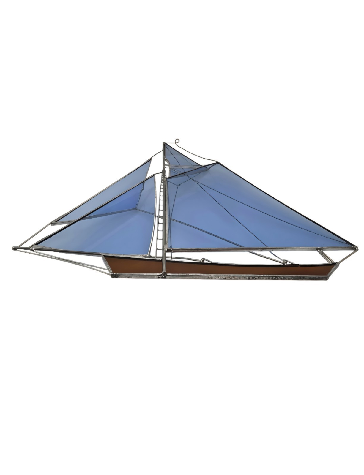 Rare Vintage Handcrafted 3D Stained Glass Art Sailing Boat signed by Jay Smith