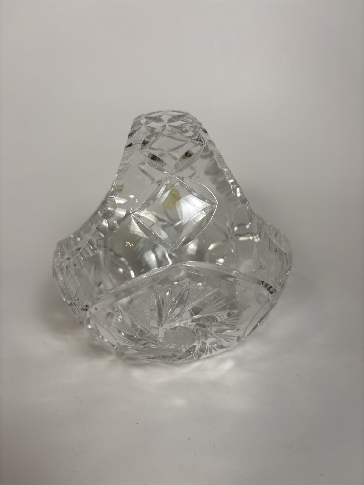 Leaded Crystal Clear Basket Made In Poland Approx. 5 3/4×5 3/4”